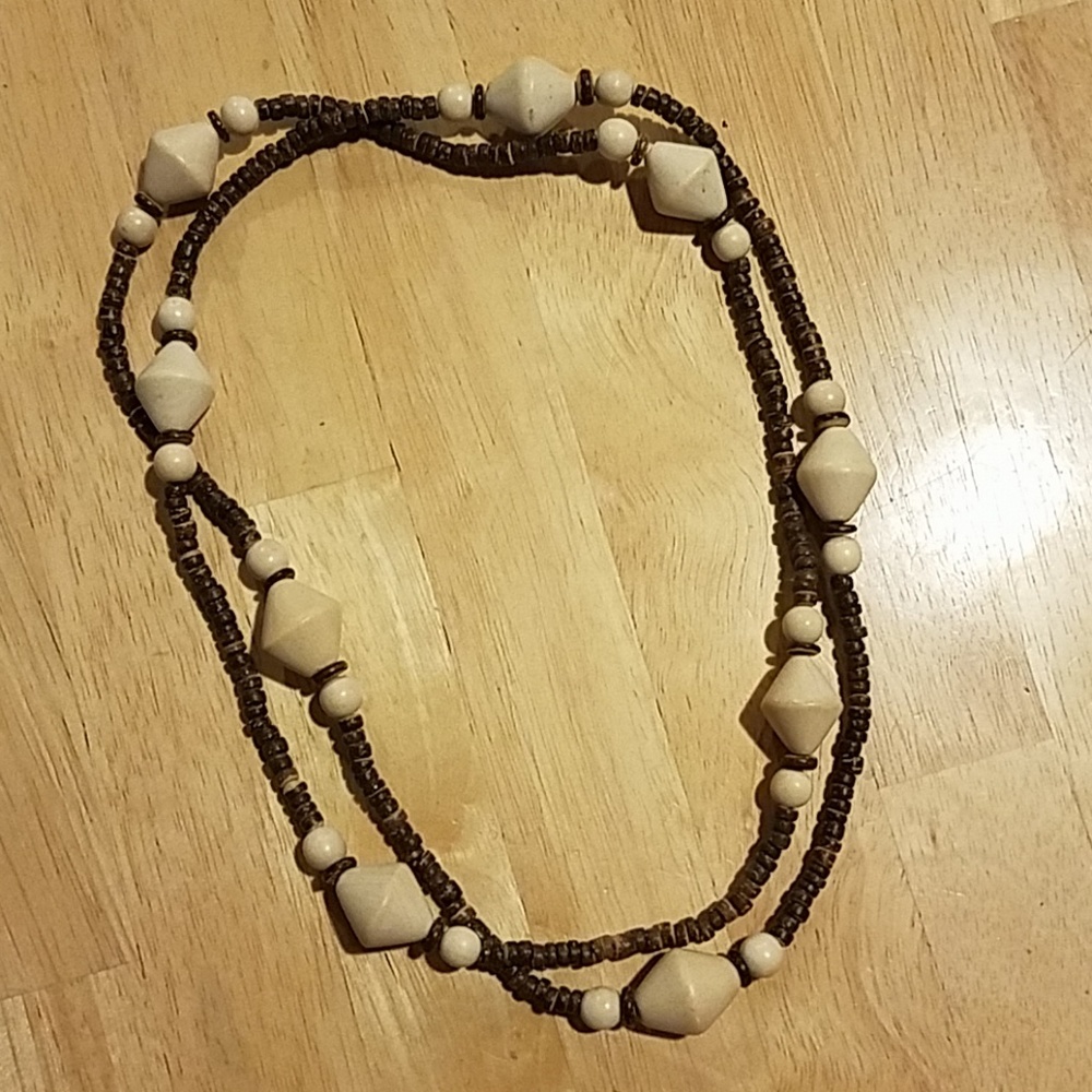 Wood bead necklace-long single strand